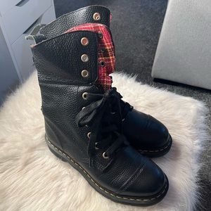 Dr Marten Aimilita Plaid Leather Boots